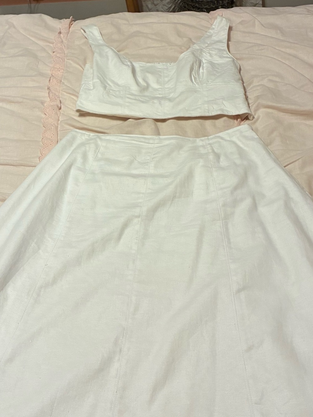 White Women's A-Line Skirt -matching cropped top. Set